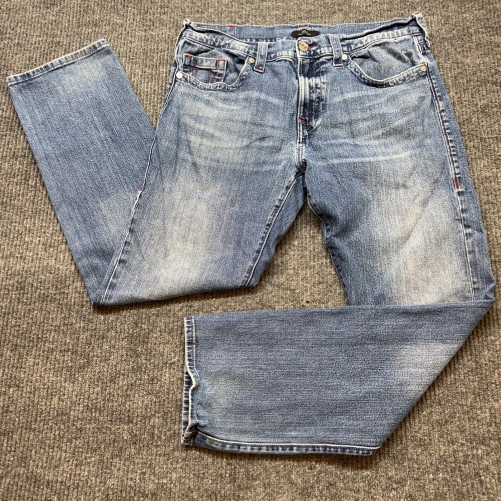 True Religion Ricky Mens 38x33 Relaxed Straight Jeans Horseshoe Denim Y2K